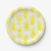 Assiettes En Carton Aquarelle ananas jaune motif (Devant)