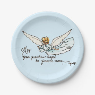 Assiettes En Carton Aquarelle Angel Gardien gracieusement près