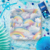 Assiettes En Carton Aquarelle arc-en-ciel (Fête)