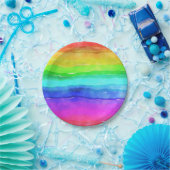 Assiettes En Carton Aquarelle arc-en-ciel (Fête)