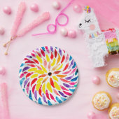 Assiettes En Carton Aquarelle arc-en-ciel spirale abstraite (Fête)