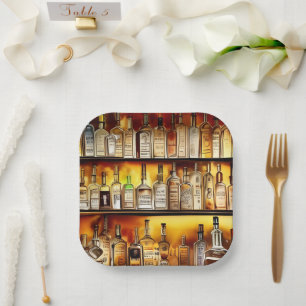 Assiettes En Carton Aquarelle artistique de la barre arrière