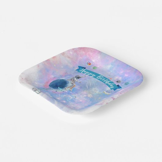 Assiettes En Carton Aquarelle Astronaut Et Plaques De Papier Spatial (Angulaire)