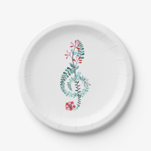 Assiettes En Carton Aquarelle Atrible Clé Musical Papier Plaques (Devant)