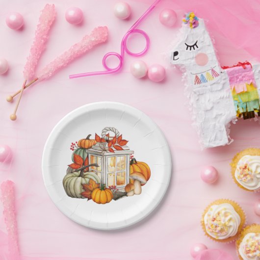 Assiettes En Carton Aquarelle Automne Citrouilles, Feuilles et Berries (Fête)