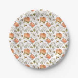 Assiettes En Carton Aquarelle Automne Citrouilles rustiques