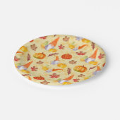 Assiettes En Carton Aquarelle Automne Gnomes, Papier Citrouille Et Feu (Angle)