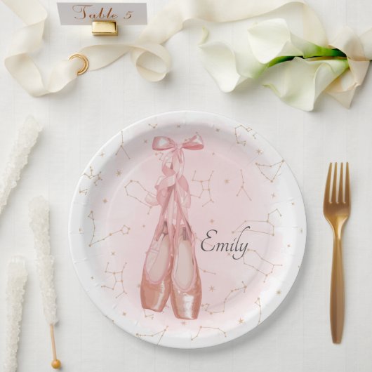 Assiettes En Carton Aquarelle Ballerina Dancer Thème (Mariage)