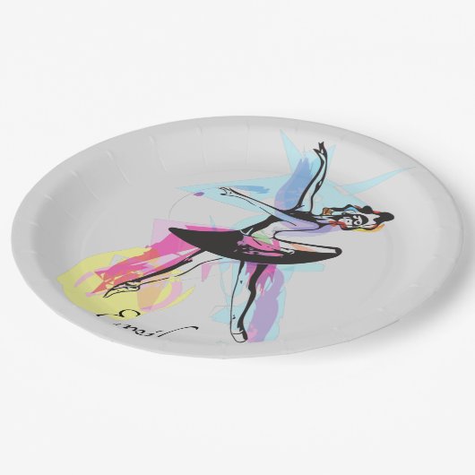 Assiettes En Carton Aquarelle Ballerina Dancer Thème Personnalisé (Angle)