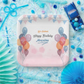 Assiettes En Carton Aquarelle Ballotte fille fête d'anniversaire Papie (Fête)