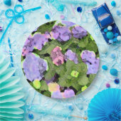 Assiettes En Carton Aquarelle Batik Hydrangeas (Fête)