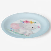 Assiettes En Carton Aquarelle bébé éléphant (Angle)