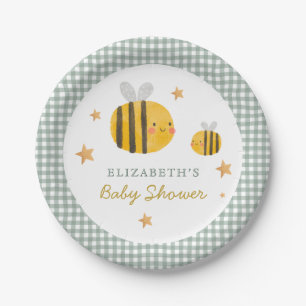 Assiettes En Carton Aquarelle Bee Honey Baby shower sucré