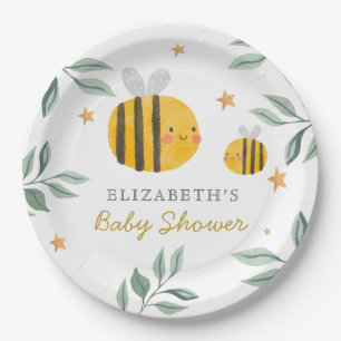 Assiettes En Carton Aquarelle Bee Honey Baby shower sucré serviettes