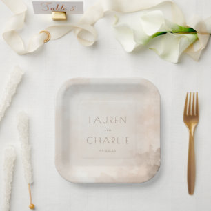 Assiettes En Carton Aquarelle beige élégante