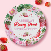 Assiettes En Carton Aquarelle Berry fraise 1er anniversaire filles