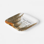 Assiettes En Carton Aquarelle Blanc Rustique Bois Camping Anniversaire (Angulaire)