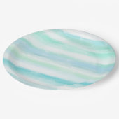 Assiettes En Carton Aquarelle blanche bleu marine (Angle)