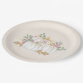 Assiettes En Carton Aquarelle blanche et Citrouille or (Angle)