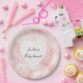 Assiettes En Carton Aquarelle blanche rose rose-fusée Coeur (Fête)