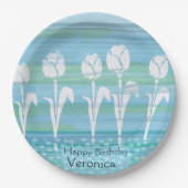 Assiettes En Carton Aquarelle bleu Anniversaire Enfants Tulip (Devant)