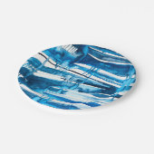 Assiettes En Carton Aquarelle bleu art abstrait (Angle)