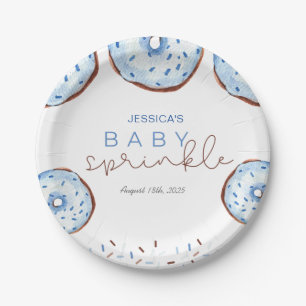Assiettes En Carton Aquarelle bleu beignets Bébé Sprinkle Douche