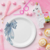 Assiettes En Carton Aquarelle Bleu Bow Plaques de papier (Fête)