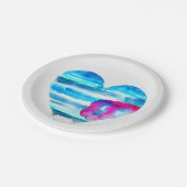 Assiettes En Carton Aquarelle bleu coeur mignon (Angle)