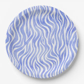 Assiettes En Carton Aquarelle bleu Denim Zebra Imprimer (Devant)