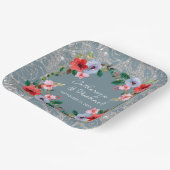Assiettes En Carton Aquarelle bleu Dusty Parties scintillant argent Fl (Angulaire)