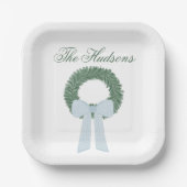 Assiettes En Carton Aquarelle Bleu En vichy courge (Recto)