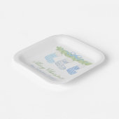 Assiettes En Carton Aquarelle Bleu et Blanc Noëls de Noël (Angulaire)