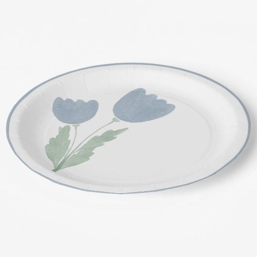 Assiettes En Carton Aquarelle bleu foncé (Angle)