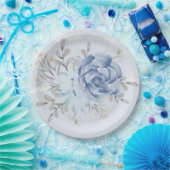 Assiettes En Carton Aquarelle bleu foncé Mariage de pivoine (Fête)