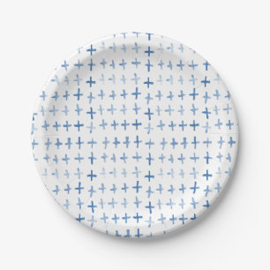 Assiettes En Carton Aquarelle bleu Indigo traverse le shibori japonais
