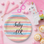 Assiettes En Carton Aquarelle bleu jaune rose pâle (Fête)