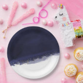 Assiettes En Carton Aquarelle bleu marine & or Moderne Chic Élégant (Fête)