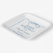 Assiettes En Carton Aquarelle Bleu Ribbon Bébé Sprinkel (Angulaire)