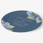 Assiettes En Carton Aquarelle bleu romantique Hydrangea Fleurs sur Mar (Angle)