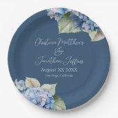 Assiettes En Carton Aquarelle bleu romantique Hydrangea Fleurs sur Mar (Devant)
