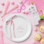 Assiettes En Carton Aquarelle bleu rose Bow Anniversaire (Fête)