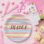 Assiettes En Carton Aquarelle bleu rose jaune (Fête)