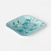 Assiettes En Carton Aquarelle bleu turquoise Fleur sauvage (Angulaire)