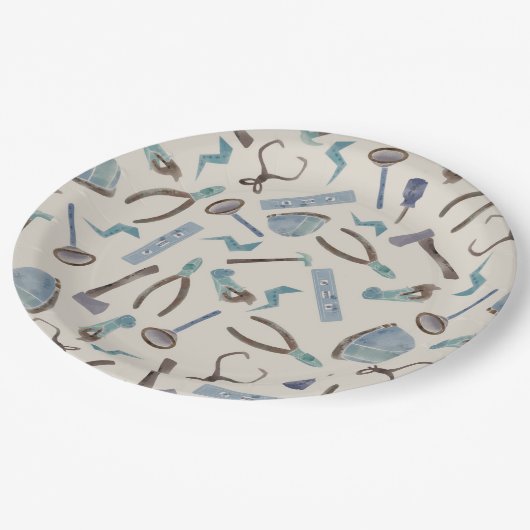 Assiettes En Carton Aquarelle bleue (Angle)