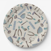 Assiettes En Carton Aquarelle bleue (Devant)