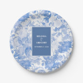 Assiettes En Carton Aquarelle bleue Mariage de fleurs botaniques (Devant)