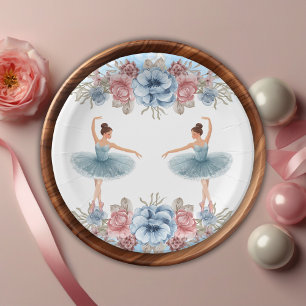 Assiettes En Carton Aquarelle bleue mignonne Baby shower de Ballerina