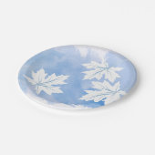Assiettes En Carton Aquarelle bleue moderne et feuilles d'érable (Angle)