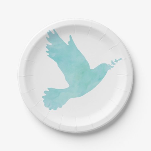 Assiettes En Carton Aquarelle Blue Dove (Devant)